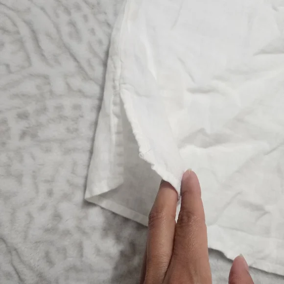 Lucky Brand 100% Linen Halter Dress Size M Embroidered White And Blue - Picture 9 of 16